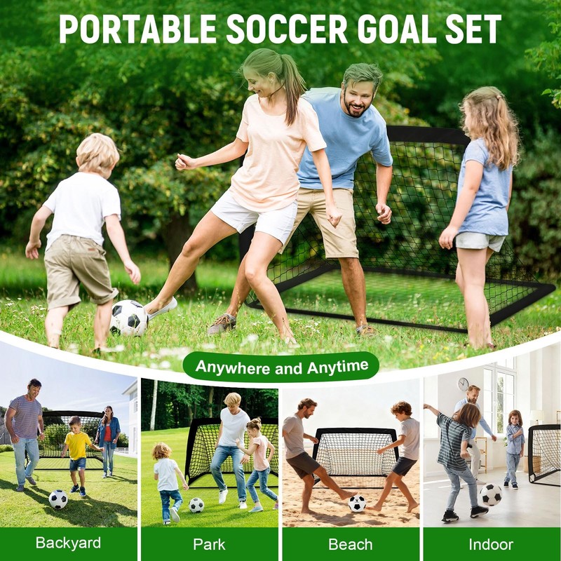 Kids Soccer Goals for Backyard Set - 2 Pack of 4' x 3' Portable Pop Up Soccer Ne gallery