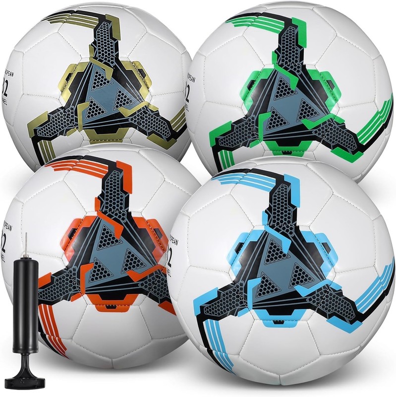 Stylish Inflatable Soccer Balls with Pump - 4 Pack, Ideal for Practice & Gifts gallery