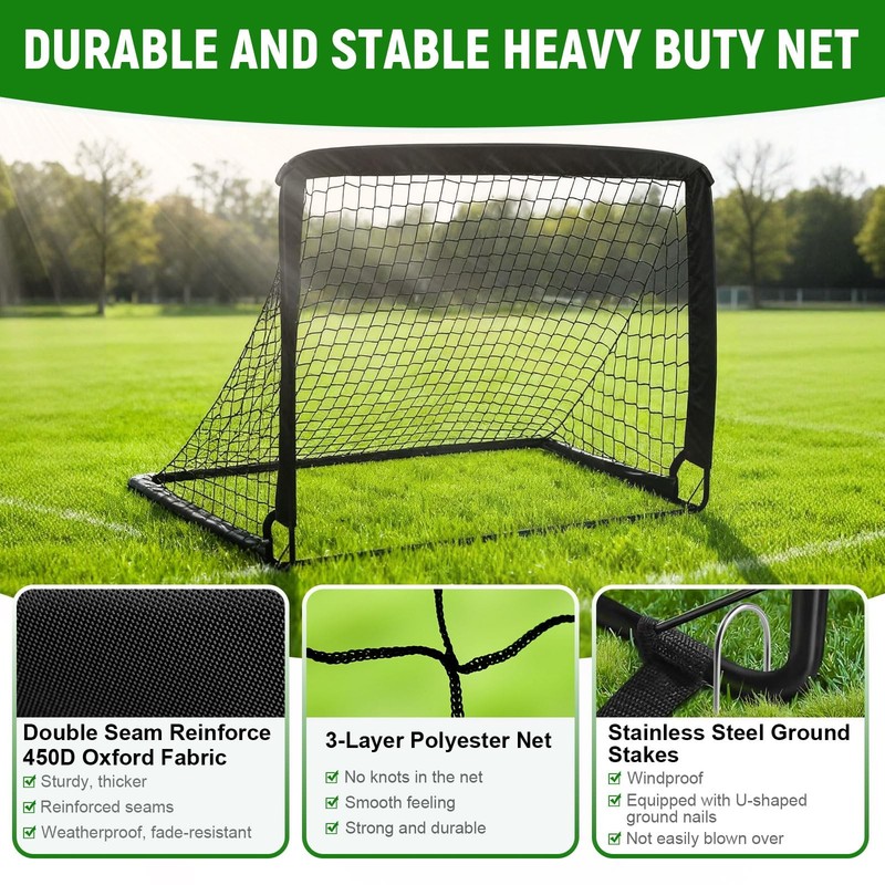 Kids Soccer Goals for Backyard Set - 2 Pack of 4' x 3' Portable Pop Up Soccer Ne gallery