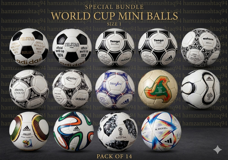 Adidas Mini Football Set (14 pcs) | 1970–2022 World Tournament Style | Size 1