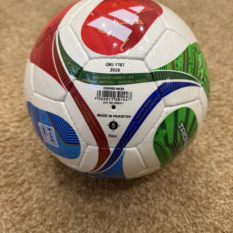 adidas Trionda Pro FIFA Quality Pro Size 5 Soccer Ball White/Red/Blue/Green gallery