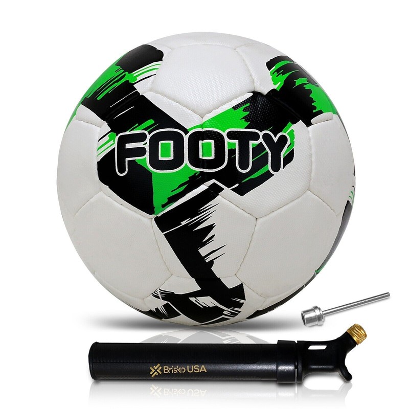 Brisko Footy Soccer Ball Size 5 Hand Stitched Green Leather Soccer Ball Football gallery