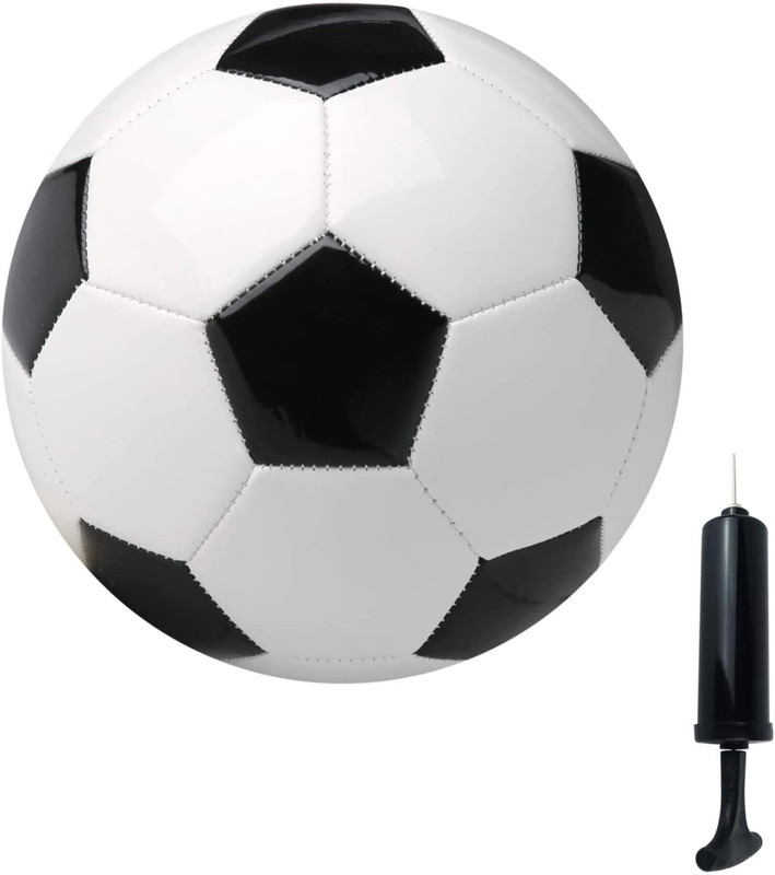 Soccer Ball Size 2,3,4,5 with Pump Needle Classic White Black Thicker PU Tight W