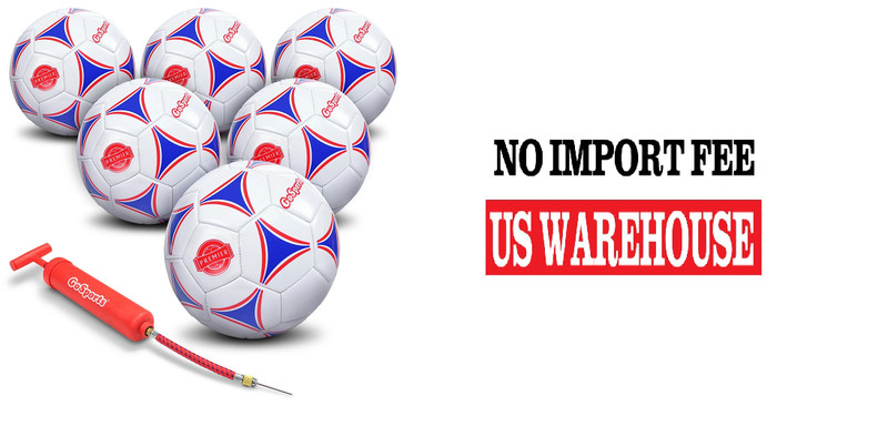 GoSports Size 5 Premier Soccer Ball with Premium Pump – 6 Pack