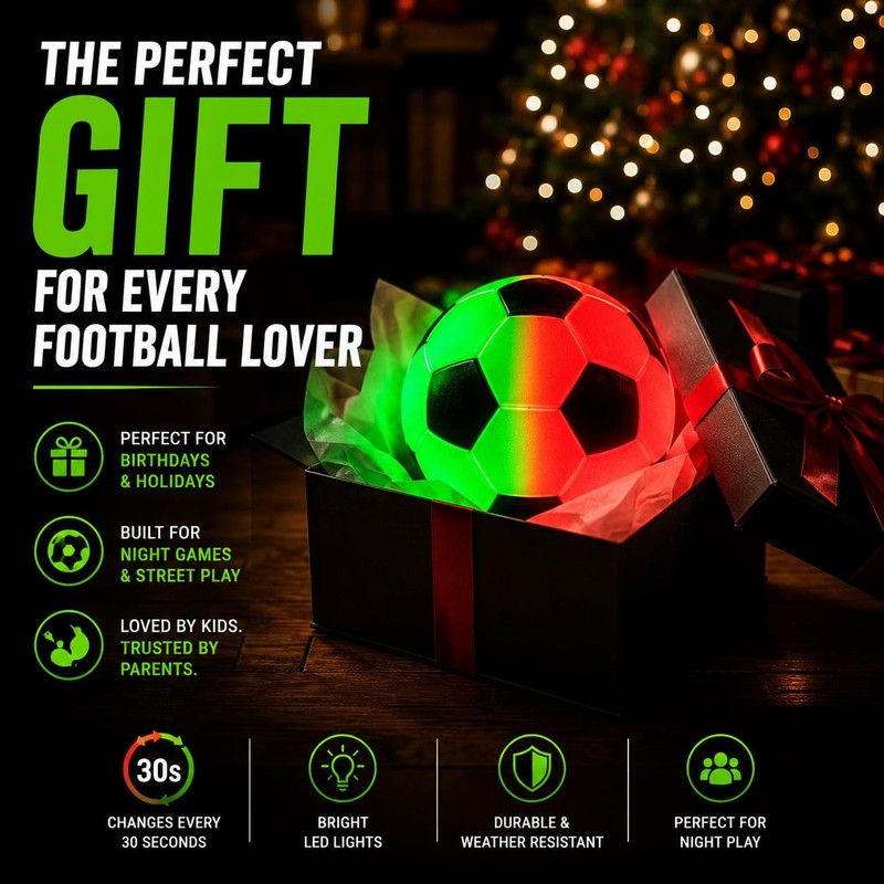 Glow in the Dark Soccer – Size 5 - Color Changing Light Up Socerball – Red & ... gallery