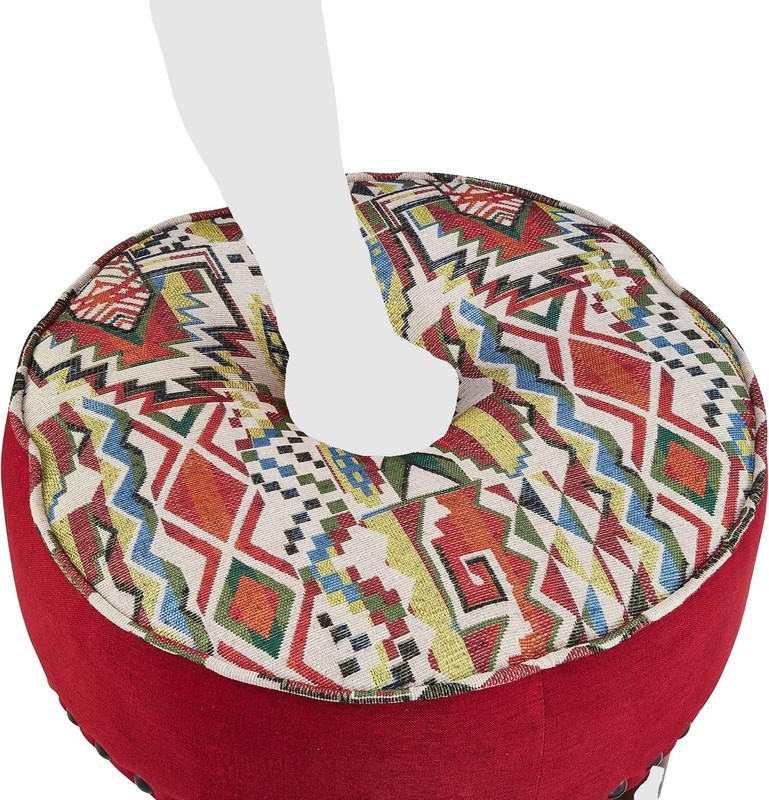 Upholstered Oversized Ottoman Modern round Floor Seating, Dia 21.5" Geometric Re gallery