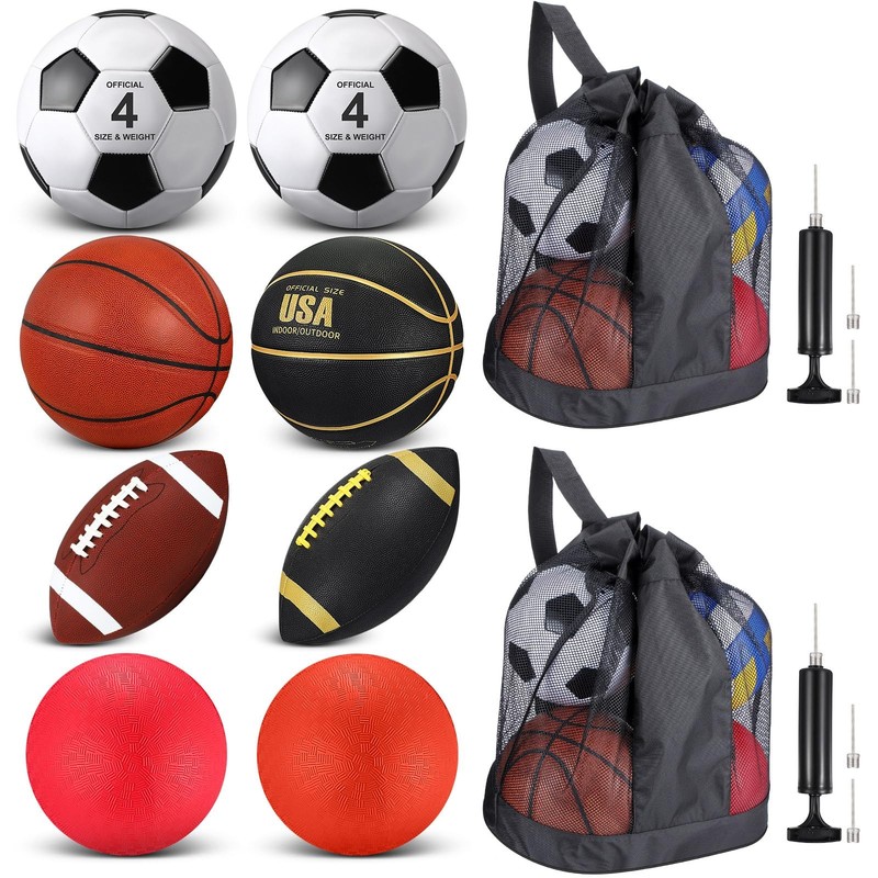 Liliful 8 Pcs Sport Balls Set Multi Back to School Official Size Soccer Baske…