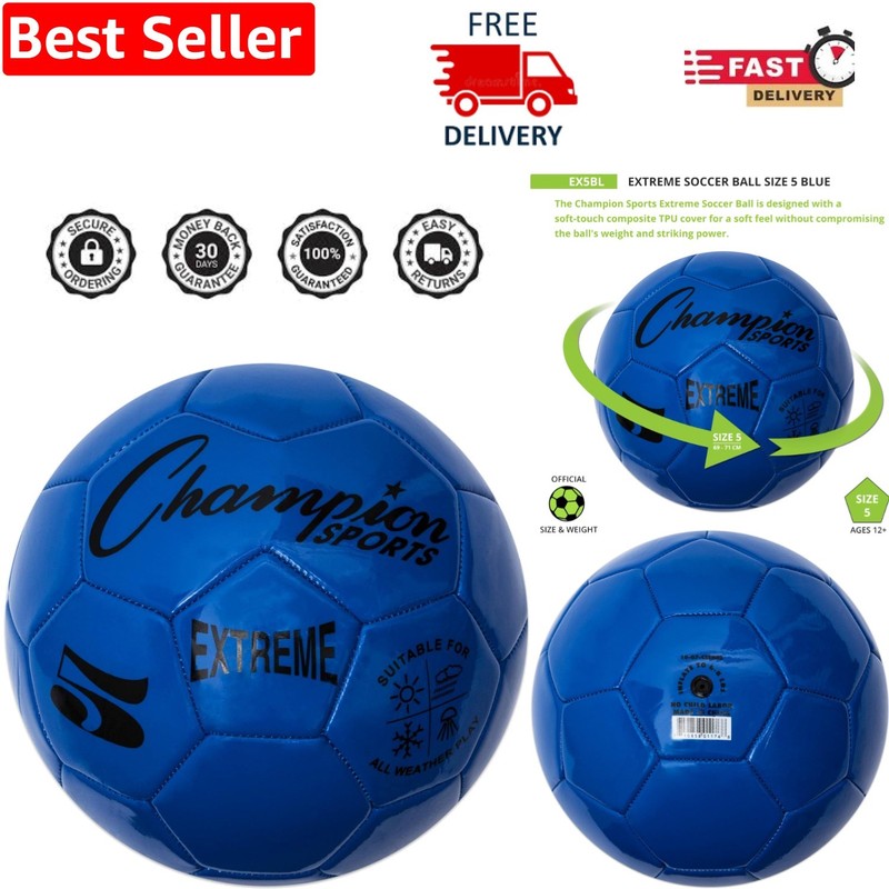 Extreme Series All-Weather Soccer Ball for Ages 12+, Sizes 3-5, Multiple Colors