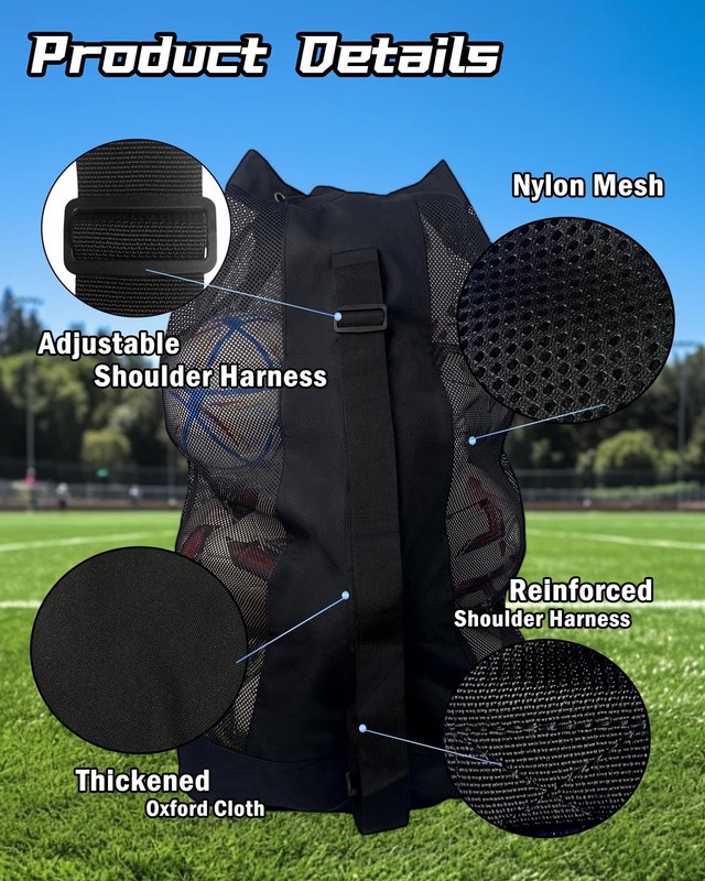 VIPOKO 1/2pcs Soccer Ball Bag,Adjustable Shoulder Strap Extra Large, Black gallery