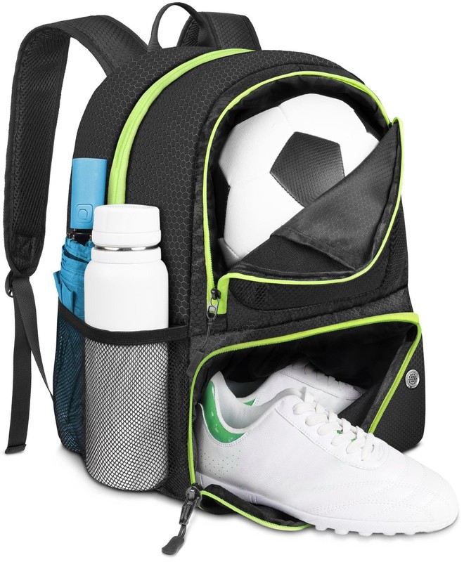 YOREPEK Soccer Backpack, Lightweight Water Resistant Sport Large, Black