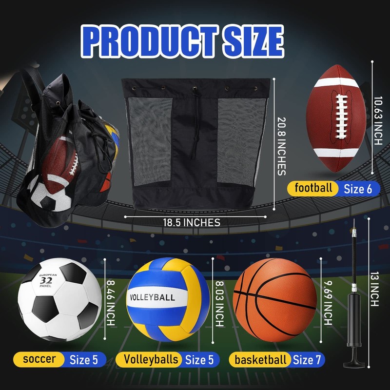Chitidr 8 Pcs Sports Balls Set Include Basketball 7, 5, 6, Classic Color gallery