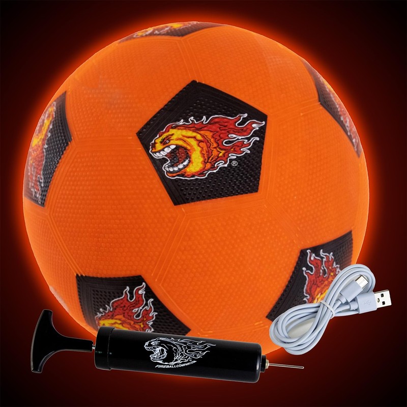 Soccer – Rechargeable Light-Up Soccer for Nighttime Fun, Size 5, Orange & Bla…