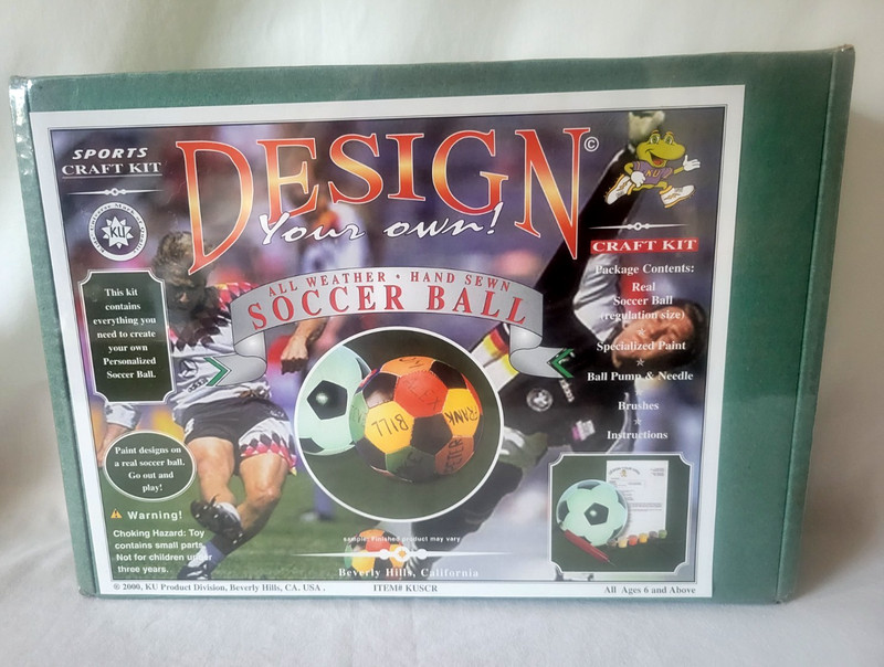 NEW Sport Craft Kit Design Your Own Soccer Ball Kit & Pump All Weather Hand Sewn