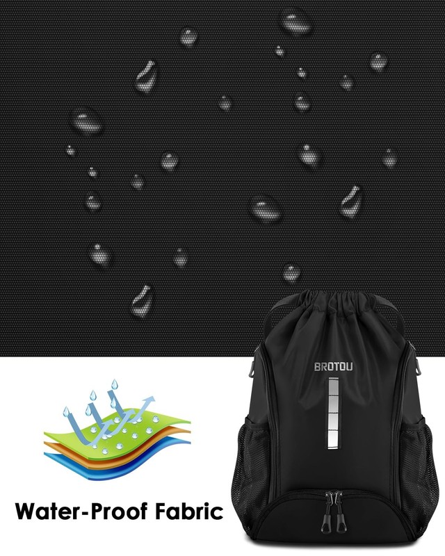 BROTOU Soccer Drawstring Backpack, Basketball Bag, Volleyball One Size, Black gallery