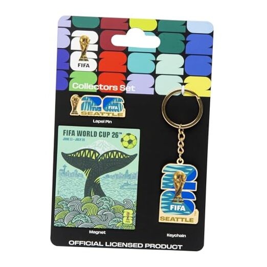 FIFA World Cup Host City Collector’s Set – Includes Lapel Pin, Keychain Seattle