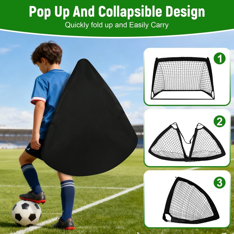 Kids Soccer Goals for Backyard Set - 2 Pack of 4' x 3' Portable Pop Up Soccer Ne gallery