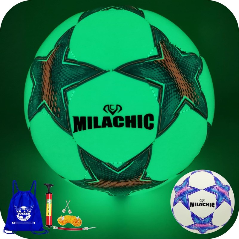 Glow in the Dark Soccer Ball Size 5, Luminous Glowing Soccer Ball Gifts for M…