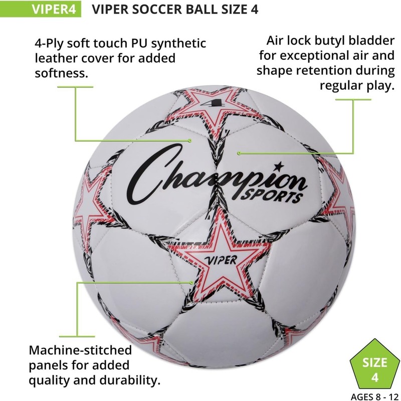 Viper Soccer Ball – Perfect Size 4 Soft-Touch Training Ball for Youth Soccer gallery