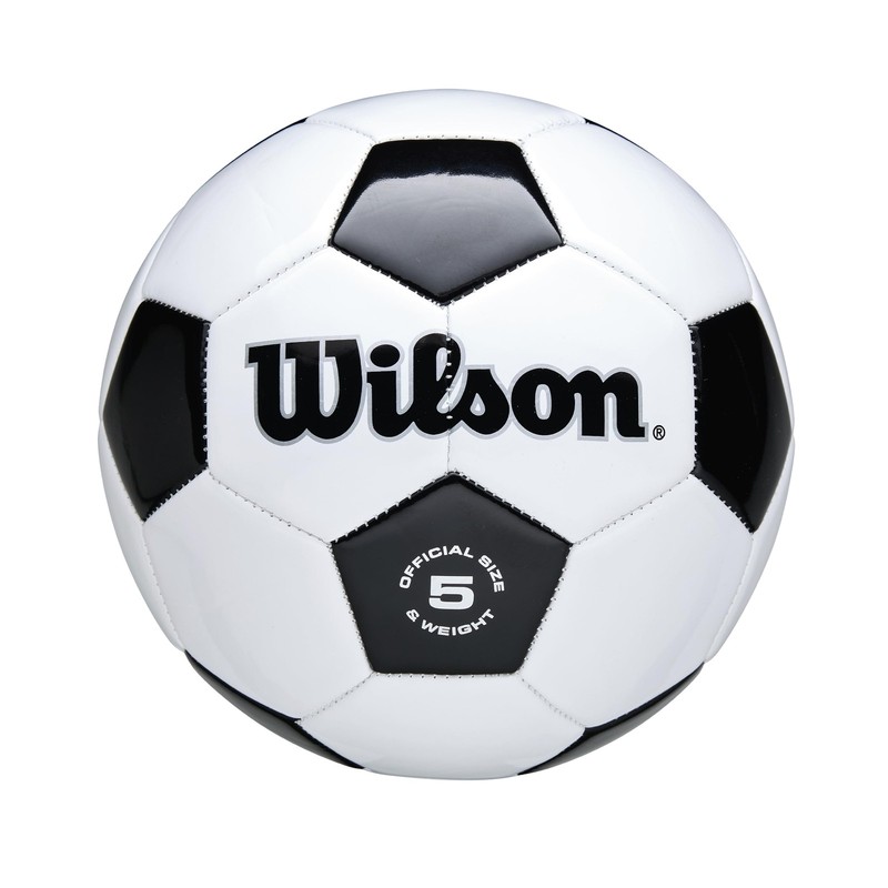 WILSON Traditional Soccer Ball – Size 5, Black/White