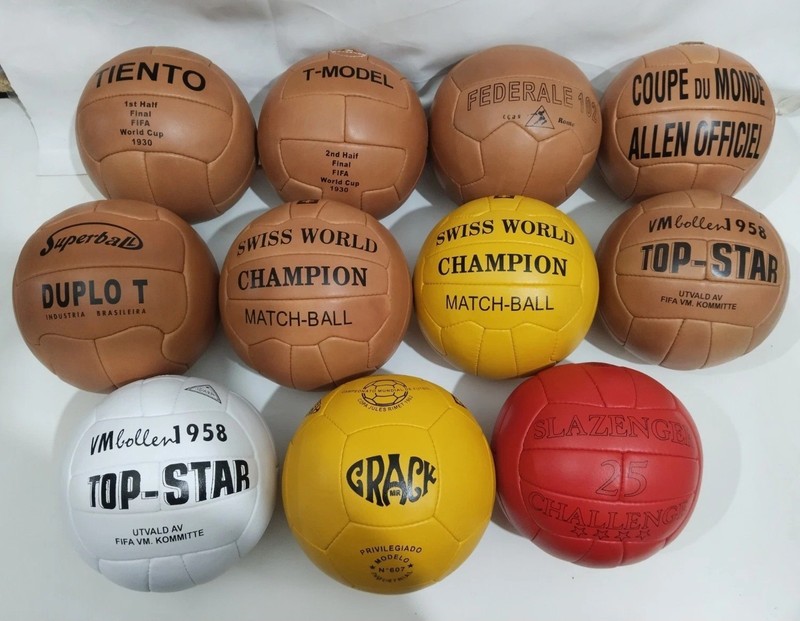 Historical Leather soccer ball set 11 pcs FIFA world cup 1930 to 1966 size 5