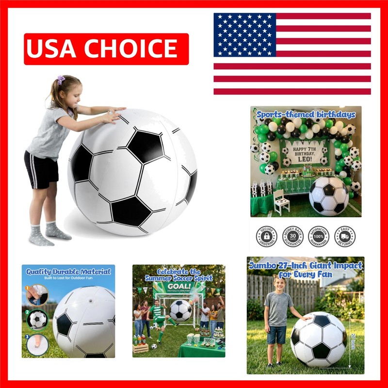 Jumbo 27-Inch Inflatable Soccer Ball – Ideal for Pool & Beach Fun Activities