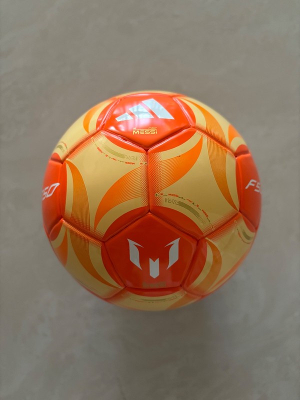 SOCCER BALL-ADIDAS-SIZE 1 MINI-F50-MESSI LOGO-2025-ORANGE & YELLOW IN COLOR-NEW-