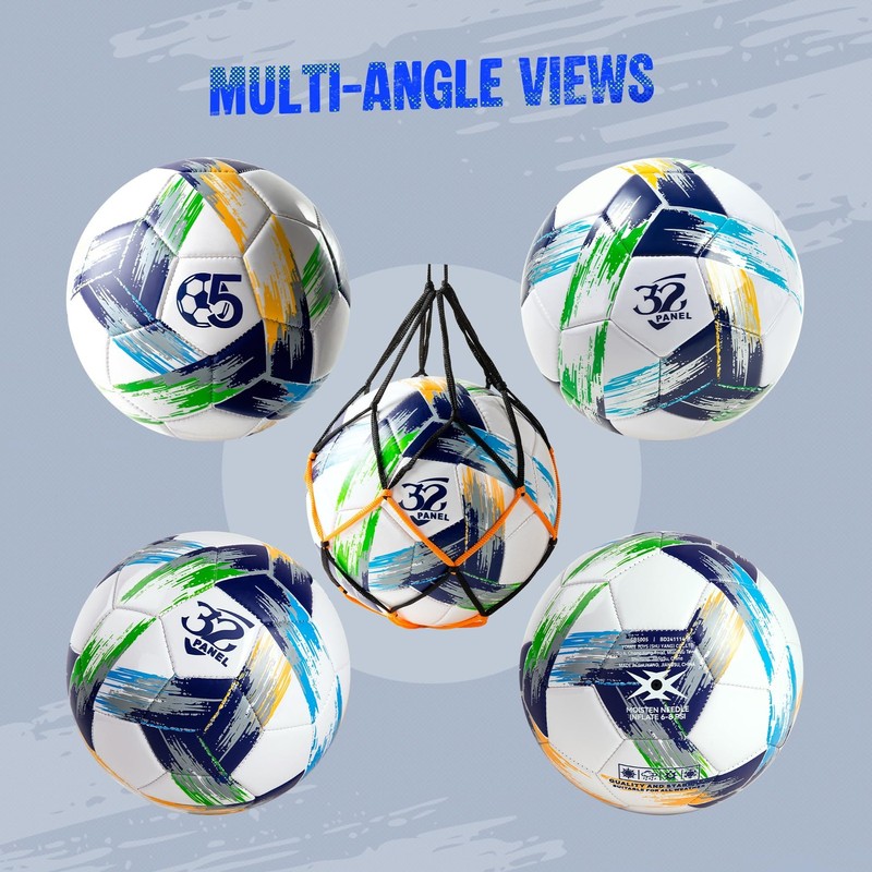 Soccer Ball Size 5 Deflated - Bright Tri-Color Design, Vibrant & Multicolor I... gallery