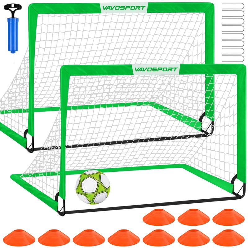 2-Pack 5’x3.6′ Portable Soccer Goals Set for Backyard Training Practice Games