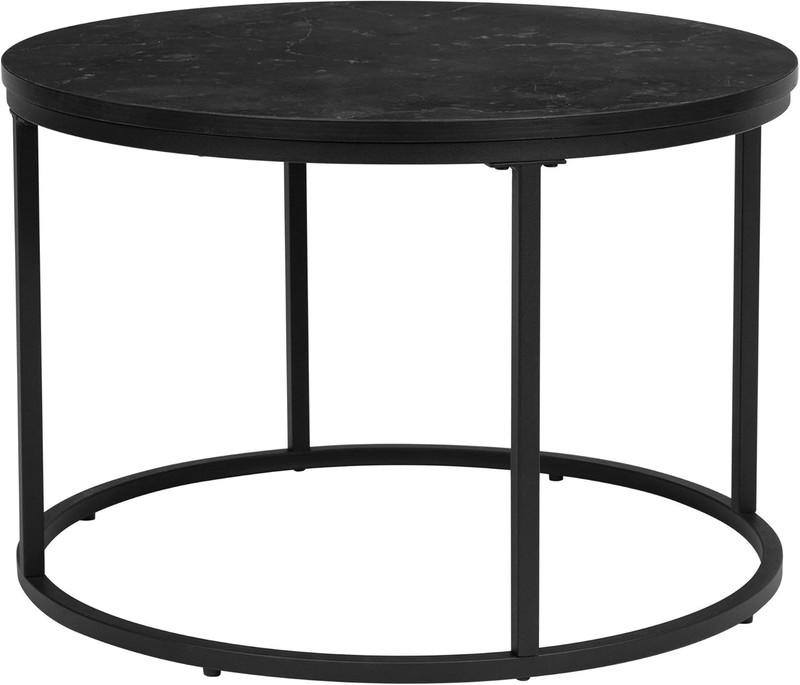 Round Faux Marble Accent Table – 23.25″ Dia, Black Design