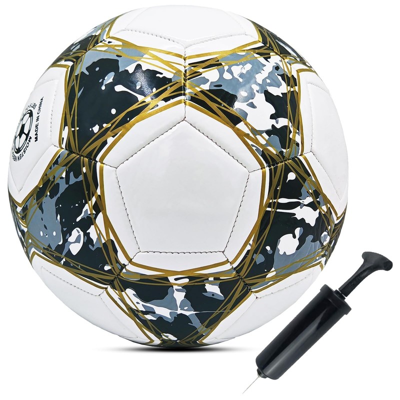ABAJI Soccer Ball Size 5 Practice Training Boys Girls Thicker Leather Anti-Explo