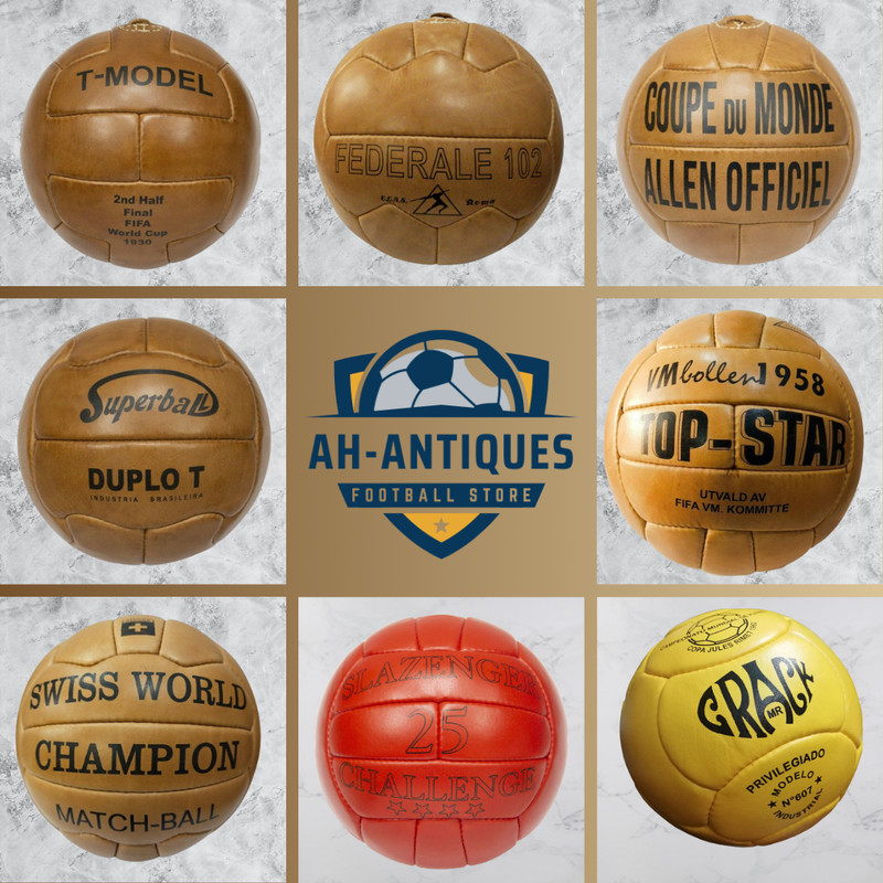 Historical Soccer Balls Set 8 Pcs FIFA World Cup 1930 to 1966 in Leather Size 5