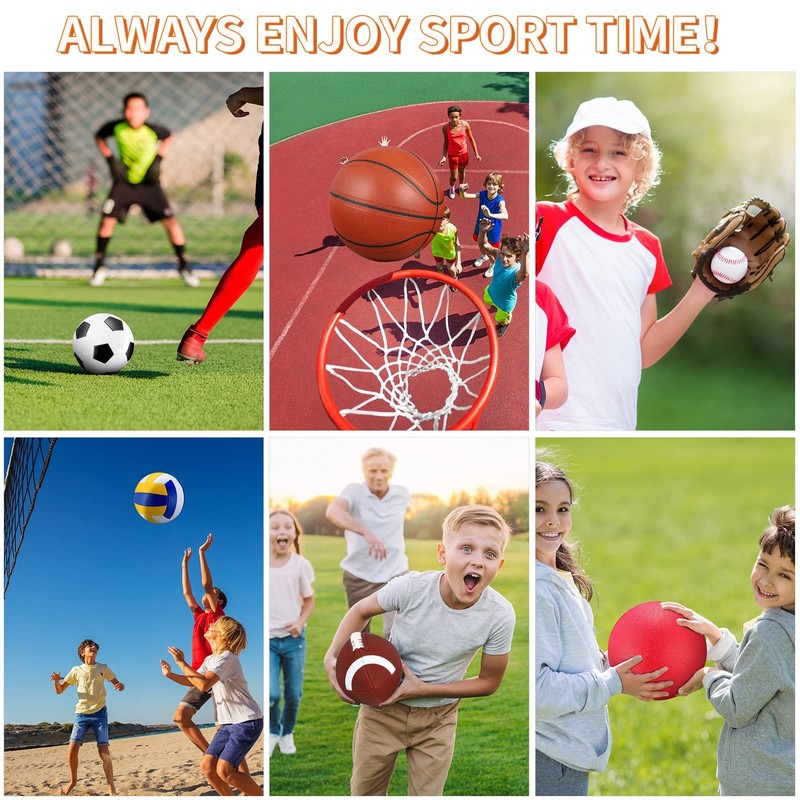 Realspring 6 Pcs Kids Sport Ball Set Includes Official Size 7.9", Brown gallery