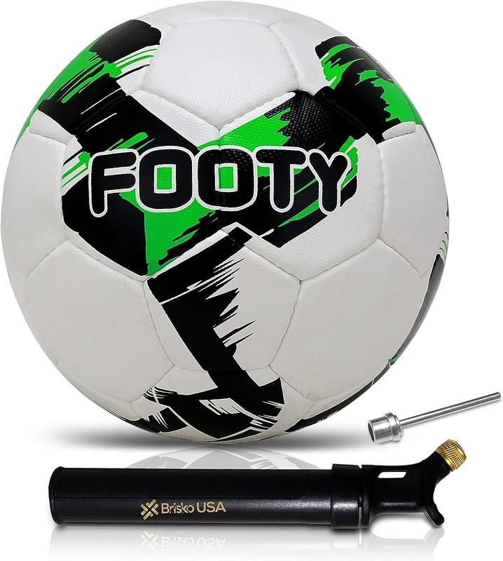 Brisko Footy Soccer Ball Size 5 Hand Stitched Green Leather Training - Football gallery