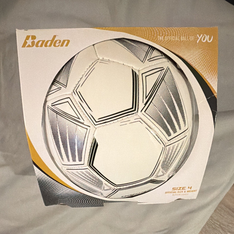 Baden LW11 Size 4 Soccer Ball Leather White/Black for Youth Leagues