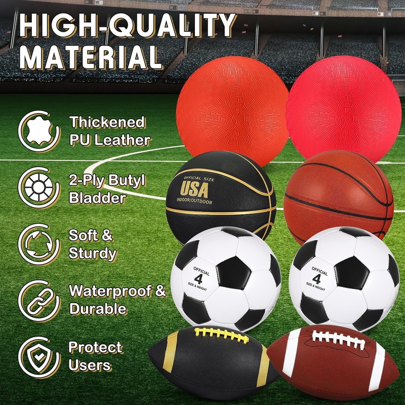 Liliful 8 Pcs Sport Balls Set Multi Back to School Official Size Soccer Baske... gallery