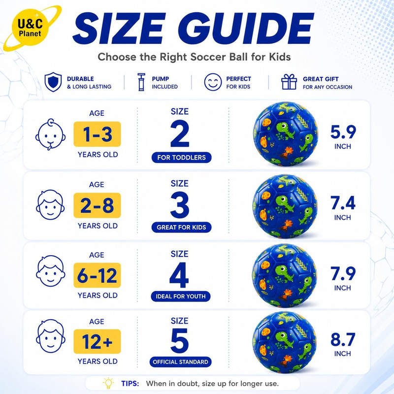 Toddler Soccer Ball Size 2 with Pump Deflated, Blue Dinosaur Cartoon Ball for... gallery