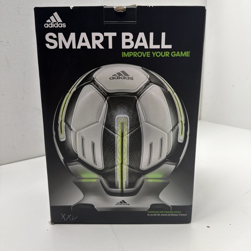 adidas miCoach Smart Ball Size 5 Soccer Ball White Black Green Integrated Sensor