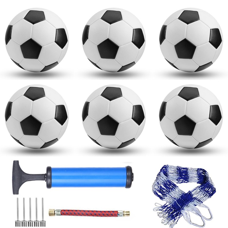 6 Pack Classic Soccer Balls Size 3 Includes Ball Pump and Net Bag，Soccer Trai...