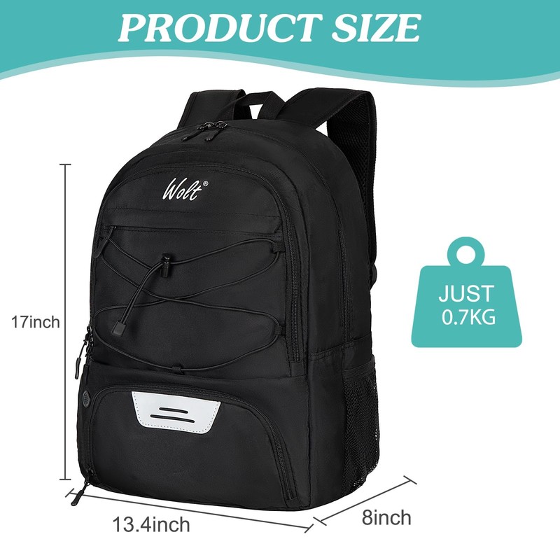 WOLT Soccer Backpack Bag with Ball Holder & Shoes Large, Black gallery