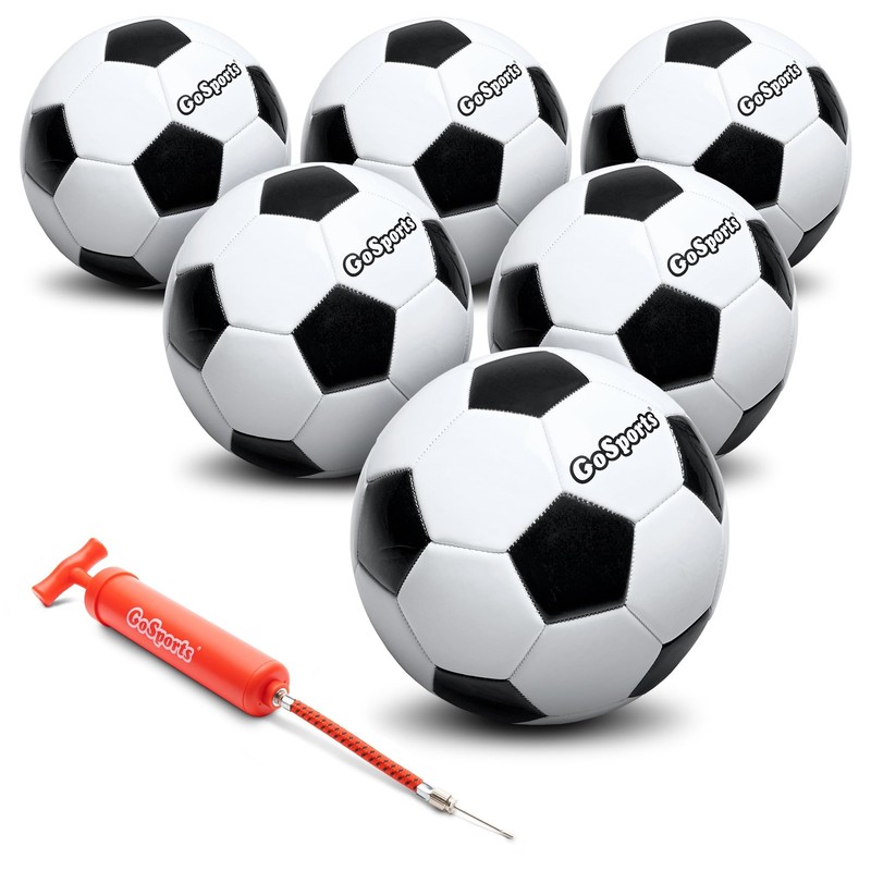 GoSports Classic Soccer Ball 6 Pack – Size 5 – with Premium Pump and Carrying