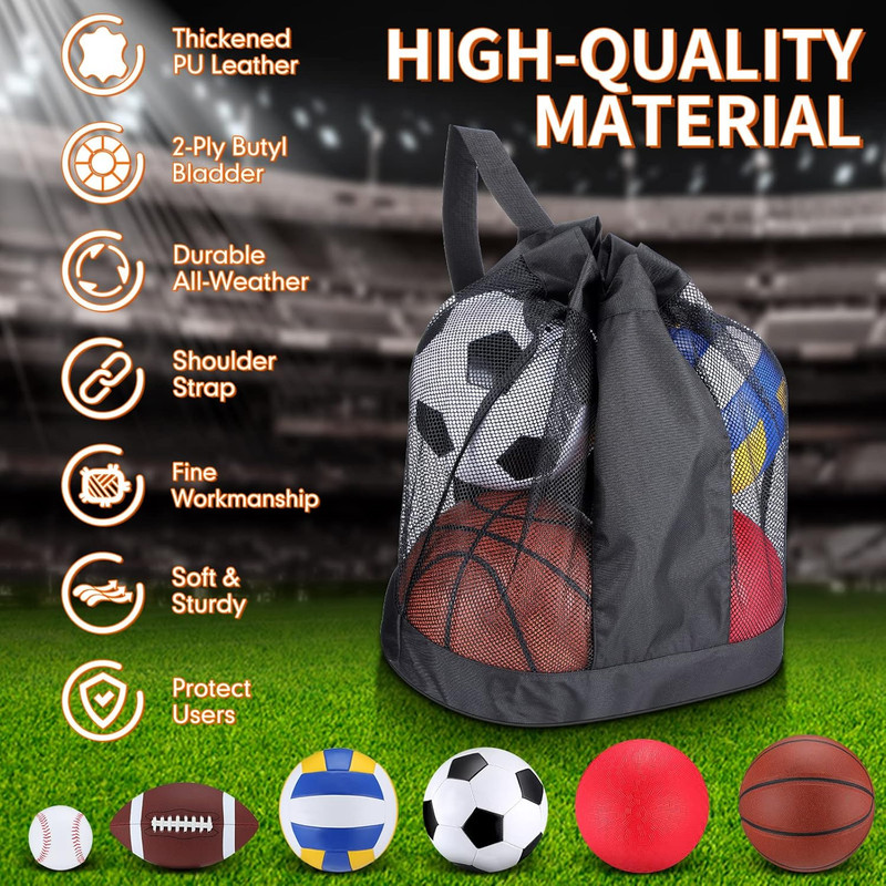 6 Pcs Multi Sport Ball Set Official Size Football Basketball Soccer Volleyball P gallery