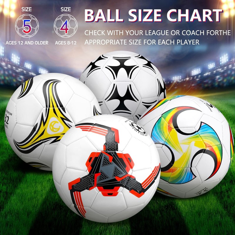 Tradder 4 Pack Soccer Ball with Pump Deflated Soccer Balls Bulk for Outdoor I... gallery