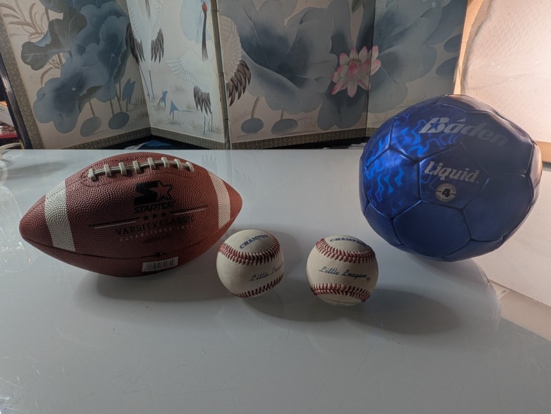 Youth Sports Ball Lot – Baden Soccer Ball, Starter Football, 2 Champro Baseballs