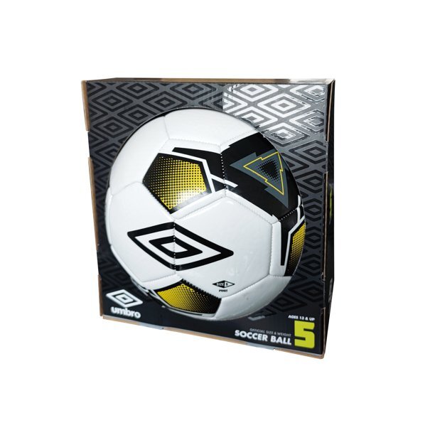 Umbro Pivot Soccer Ball Size 5 White, Black, Gold Trim