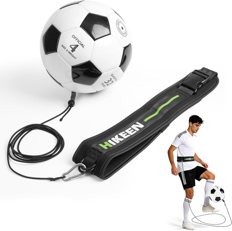 Soccer Trainer with Rebound Ball for Kids, Youth & Adults, Adjustable Waist Belt