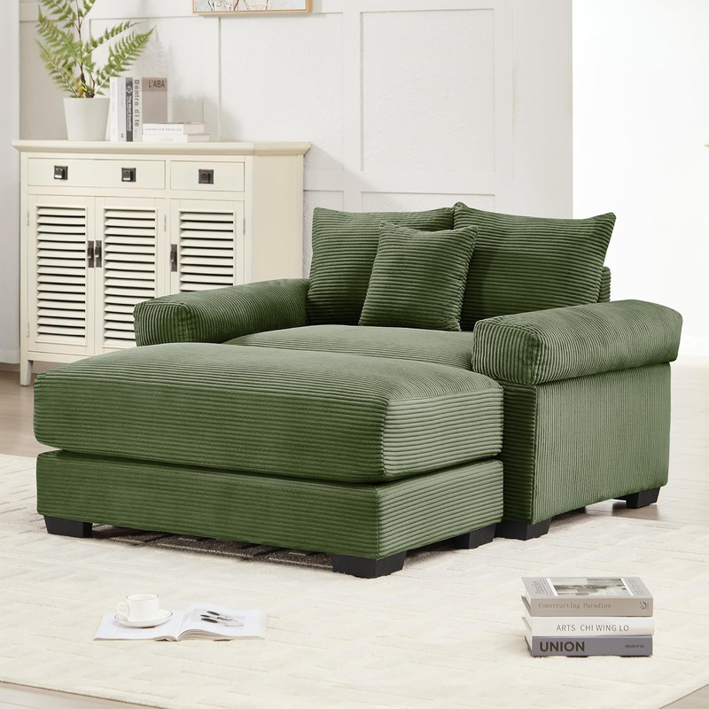 Chic Green Modular Sectional Sofa with Plush Armrests & Cozy Pillows gallery