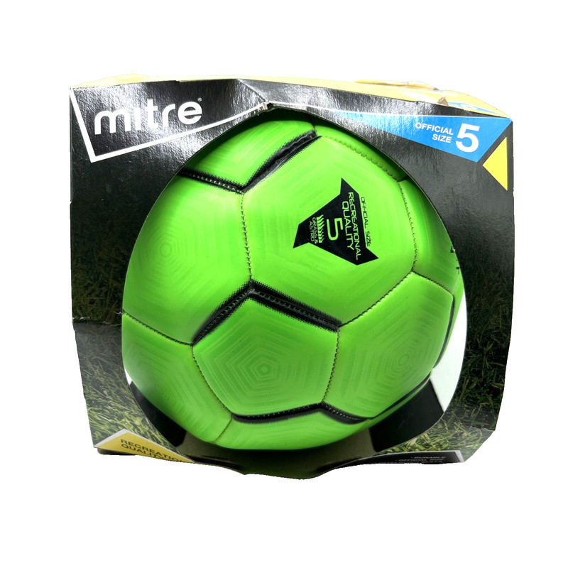 Mitre Soccer Ball Midnight Neon Recreational Size 5 Bright Green New
