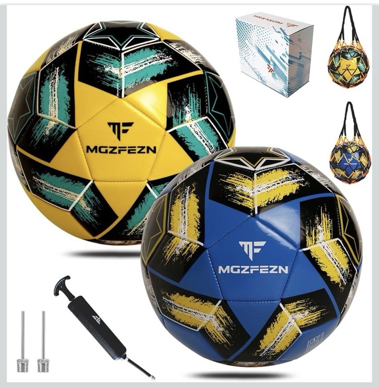 Mgzfezn Soccer Ball 2 Pack PVC Pump And Carry Bag Included Yellow And Blue