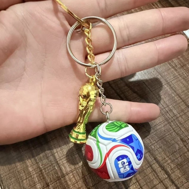 2PCS Set 2026 FIFA World Cup Mini Trophy Soccer Ball Trionda Keychain Souvenir