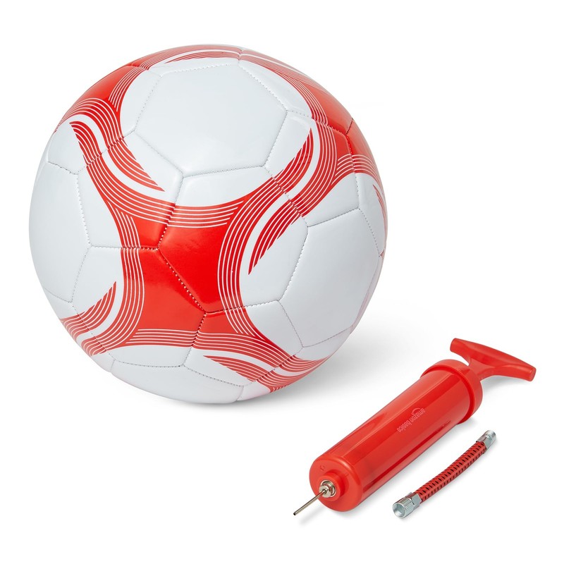 Amazon Basics Soccer Ball with Pump, Size 5 5, white+red